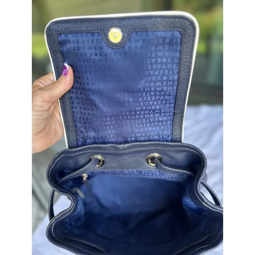 Kate Spade Chester Street Kacy Navy Pebbled Leather Backpack Tassel Bag